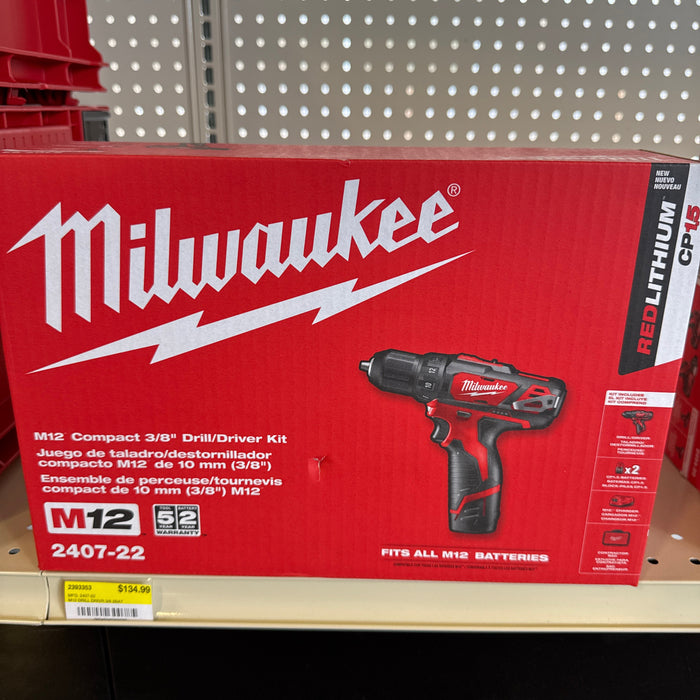 M12 DRILL DRIVR 3/8 2BAT